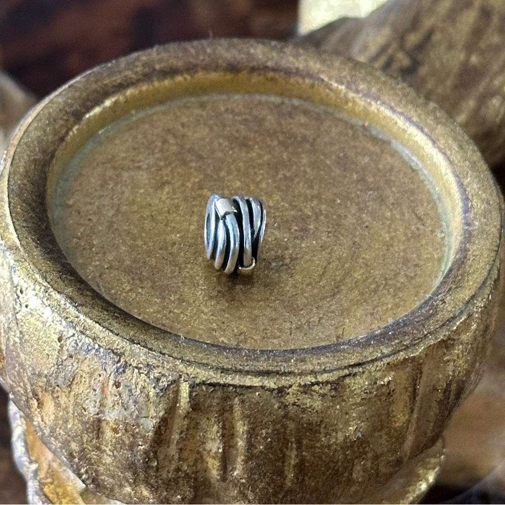Pandora Two Tone 14K Gold Silver Twisted Rope Charm - Picture 1 of 15